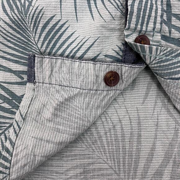 Hang Ten Button Up Shirt Mens Medium Short Sleeve‎ Linen Tropical Cabana Resort - Picture 6 of 14